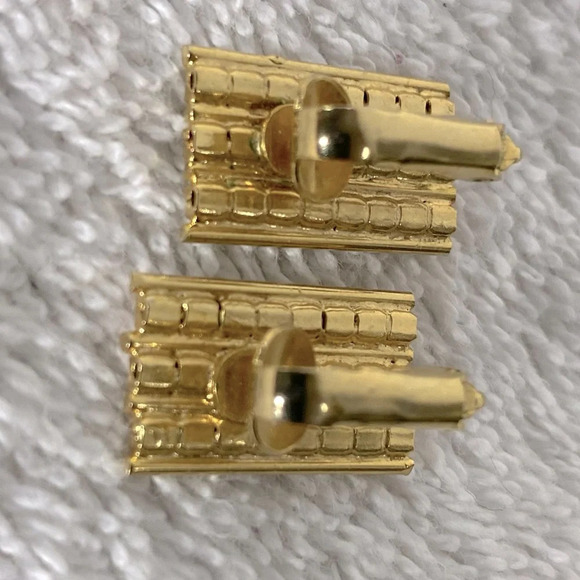 Vintage Gold Tone Cufflinks  With White Gems - Picture 6 of 8